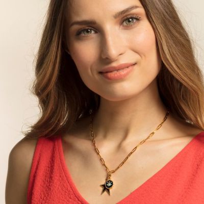 Thomas Sabo 1663-565-32 Charm-Anhänger Blaues Nazar Auge Gold-Ton Silber