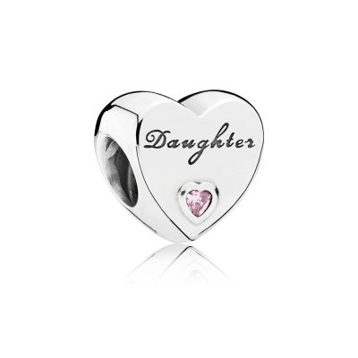 Pandora 791726PCZ Charm Daughter Herz Tochterliebe Silber Rosa