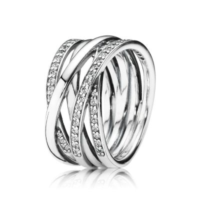 Pandora Ring Damen Funkelnde Polierte Linien Silber 190919CZ