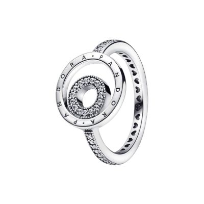 Pandora Ring Damen Signature Logo Kreise Pavé Silber 192316C01