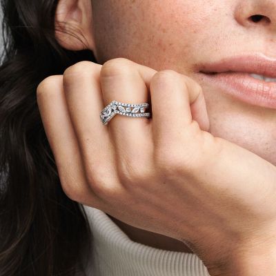 Pandora 199095C01 Wishbone-Ring Damen Marquise-Schliff Silber Gr. 50