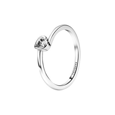 Pandora 199267C02 Solitär-Ring Damen Klares Geneigtes Herz Silber
