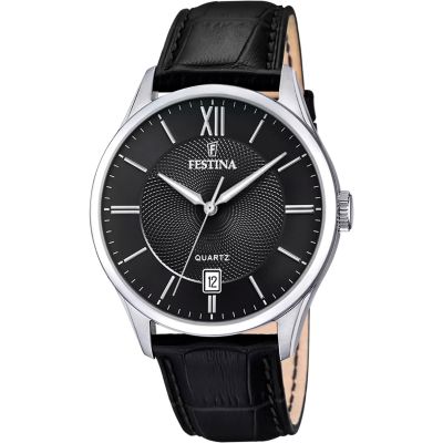 Festina F20426/3 Herren-Uhr Klassik Analog Quarz mit Leder-Band