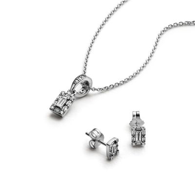 Pandora B801037 Set Kette Anhänger Ohrstecker Luminous Ice Silber