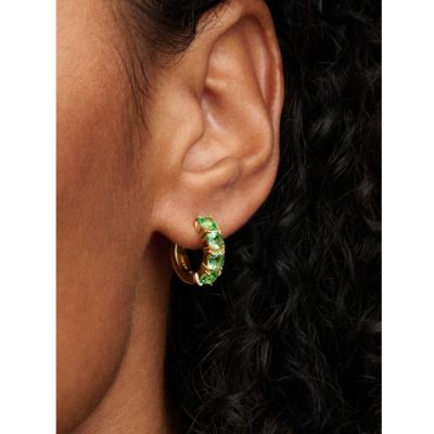 Pandora Creolen Ohrringe Damen Grüne Kristalle 14K Vergoldet 263851C01