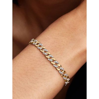 Pandora Cuban-Kettenarmband Pavé Silber 14K Vergoldet 564229C01