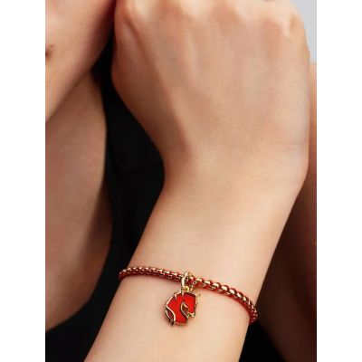 Pandora Charm-Anhänger Rotes Feuerpferd Murano 14K Vergoldet 764431C01