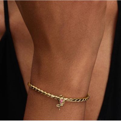 Pandora Charm Damen Offene Tulpe Zirkonia 14 Karat Vergoldet 764555C01