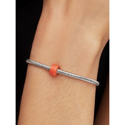 Pandora Mini-Charm Damen Orangefarbenes Murano-Glas Silber 794773C04