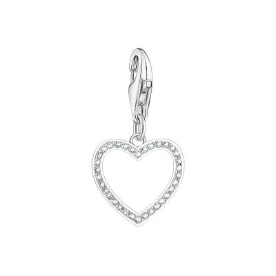 Thomas Sabo Charm-Anhänger Damen Herz Zirkonia Weiß Silber 2203-051-14