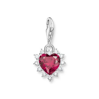 Thomas Sabo Charm-Anhänger Damen Herz Roter Stein Silber 2204-013-10