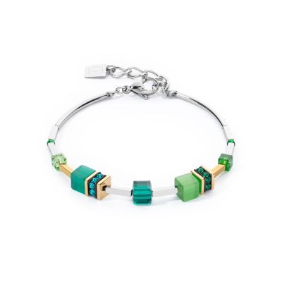 Coeur de Lion Armband GeoCube® Iconic Lite Grün Silber 2800/30-0500