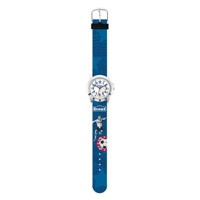 Scout 280393018 Jungen-Lernuhr Fussball Blau Analog Quarz Kunstleder-Armband 