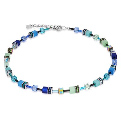 Coeur De Lion 2838/10-0705 Kette GeoCUBE® Blau-Grün Silber-Ton