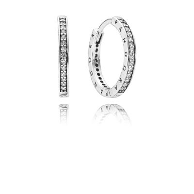 Pandora 290558CZ Creolen Damen Funkeln und Pandora Logo