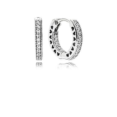 Pandora 296317CZ Creolen Ohrringe Damen Pavé-Herz Creolen Sterling Silber