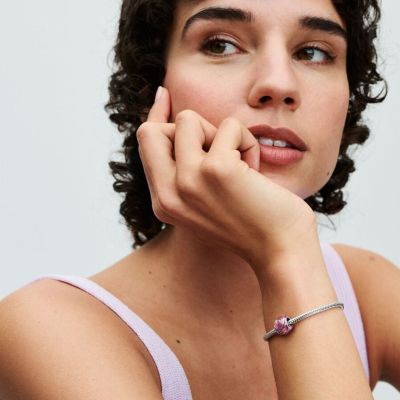 Pandora 793212C01 Charm Blühende Rose Rosafarben Sterling-Silber