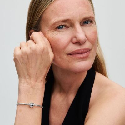 Pandora Charm Damen Mama Herz Synthetischer Opal Rosa Silber 793233C01