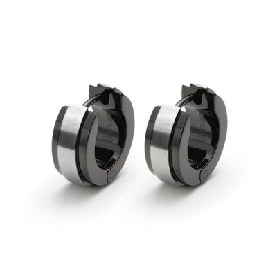 Monomania Ohrringe Creolen Herren Business Edelstahl Schwarz 30275