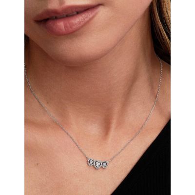 Pandora Halskette Strahlenkranz Herz Trilogie Sterling-Silber 45 cm