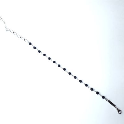 Monomania 43505 Armband Damen Onyx Facettiert Schwarz Edelstahl 21 cm