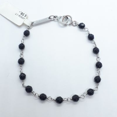 Monomania 43904-17 Armband Damen Onyx Facettiert Schwarz Edelstahl 17 cm