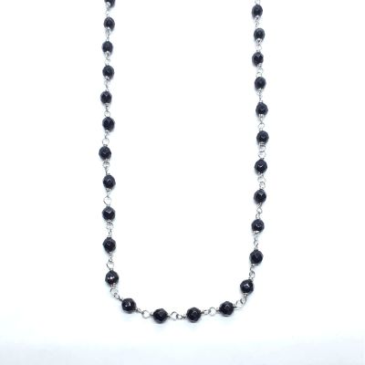 Monomania 43904-45 Halskette Damen Onyx Facettiert Schwarz Edelstahl 45 cm