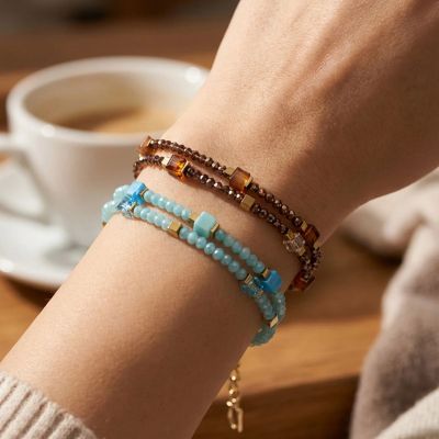 Coeur de Lion Armband Joyful Colours Flex Türkis Gold-Ton 4460/30-0616