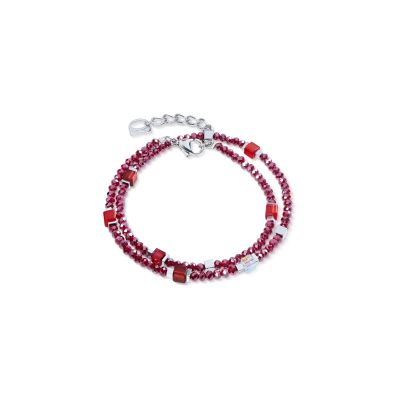 Coeur de Lion Armband Joyful Colours Flex Rot Silber-Ton 4460/30-0317