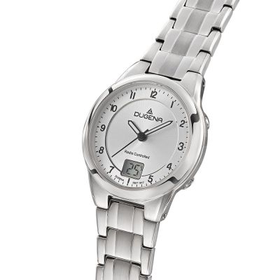 Dugena Damen-Uhr Gent Funk Silber-Grau Quarz Titan-Armband 4461126