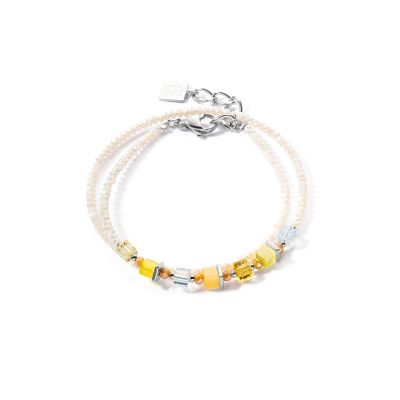 Coeur de Lion Armband Joyful Colours Wrap Swarovski® Gelb Silber 4564/30-0100