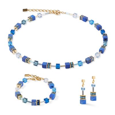 Coeur de Lion Collier GeoCube® Presious Blau Gold-Ton 4905/10-0700