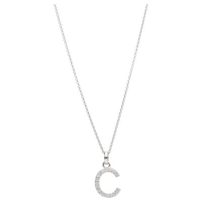 Karat Halskette mit Anhänger Damen Buchstabe C Sterling-Silber 99052693450