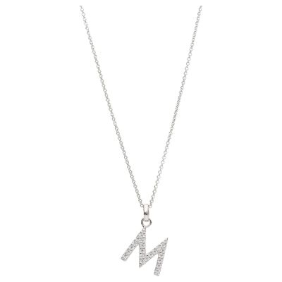 Karat Halskette mit Anhänger Buchstabe M Zirkonia Silber 99053693450