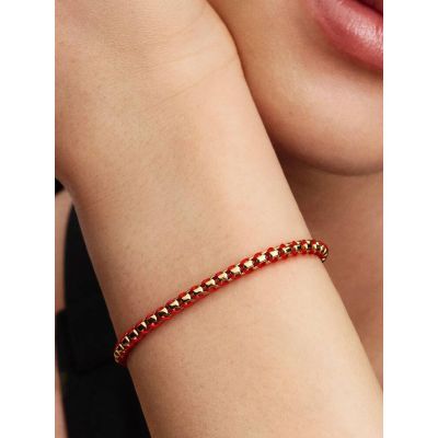 Pandora Gliederarmband Rote Kordel 14 Karat Vergoldet 563816C01