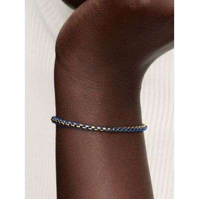 Pandora Armband Blaue Kordel Kastenkette 14K Vergoldet 563816C02