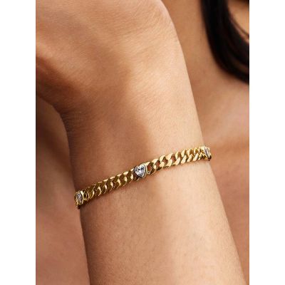 Pandora Cuban-Gliederarmband Herz Zirkonia 14K Vergoldet 564226C01