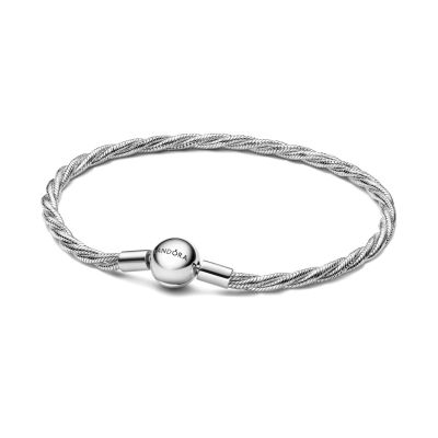 Pandora Gliederarmband Gedreht Verschluss Rund Silber 593757C00