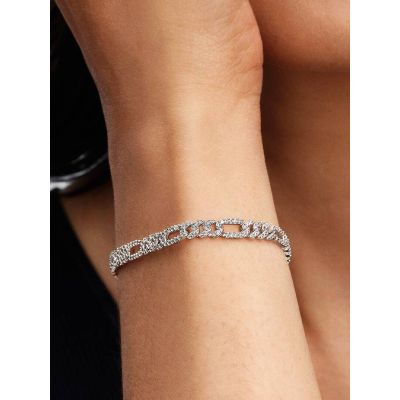 Pandora Cuban-Kettenarmband Oval Zirkonia Sterlingsilber 594227C01