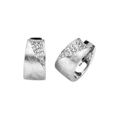 Viventy Creolen Ohrringe Damen Eismatt Zirkonia Silber 15 mm 787574