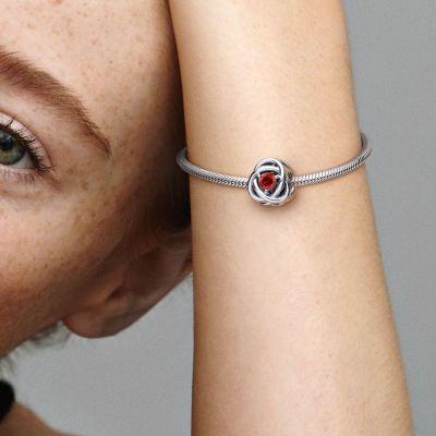 Pandora 790065C01 Charm Damen Juli Geburtsstein Wahres Rot Ewigkeitskreis Silber