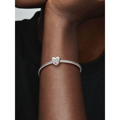 Pandora 791726PCZ Charm Daughter Herz Tochterliebe Silber Rosa