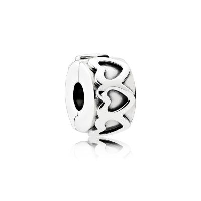 Pandora Clip Charm Damen Gereihte Herzen Sterling Silber 791978 