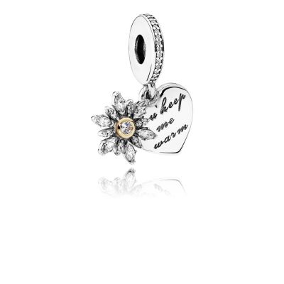 Pandora Charm-Anhänger Schneeflocken-Herz Silber Gold 792012CZ