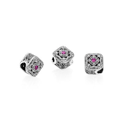 Pandora Charm Funkelnde Zirkonia Weiss Pink Sterling-Silber 792013NCC
