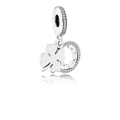 Pandora 792089CZ Charm-Anhänger Kleeblatt Sterling Silber