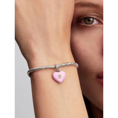 Pandora Charm-Anhänger Rosafarbenes Keramik Herzschloss 794424C01