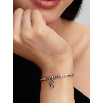 Pandora Charm-Anhänger Verbundene Herzen Rote Steine Silber 794435C01