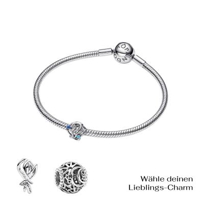 Pandora Starter-Set Armband Herzverschluss und Wunsch-Charm Silber Pandora-Set-1