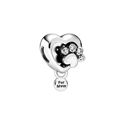 Pandora 798873C01 Charm Damen Funkelndes Hundepfote & Herz Charm Sterling-Silber